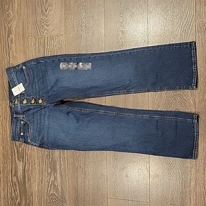 ❤️ NWT! J CREW EXPOSED BUTTON FLY MID-RISE CROP FLARE JEANS, 4 (27)